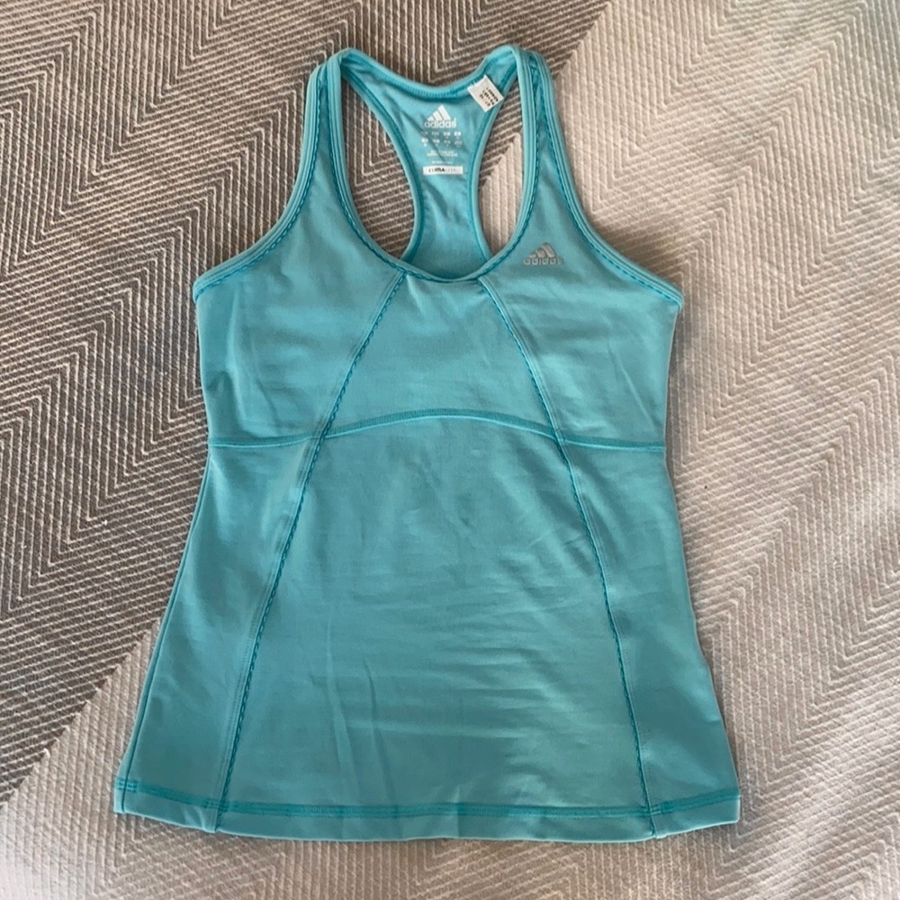 Adidas robin’s egg blue racerback top